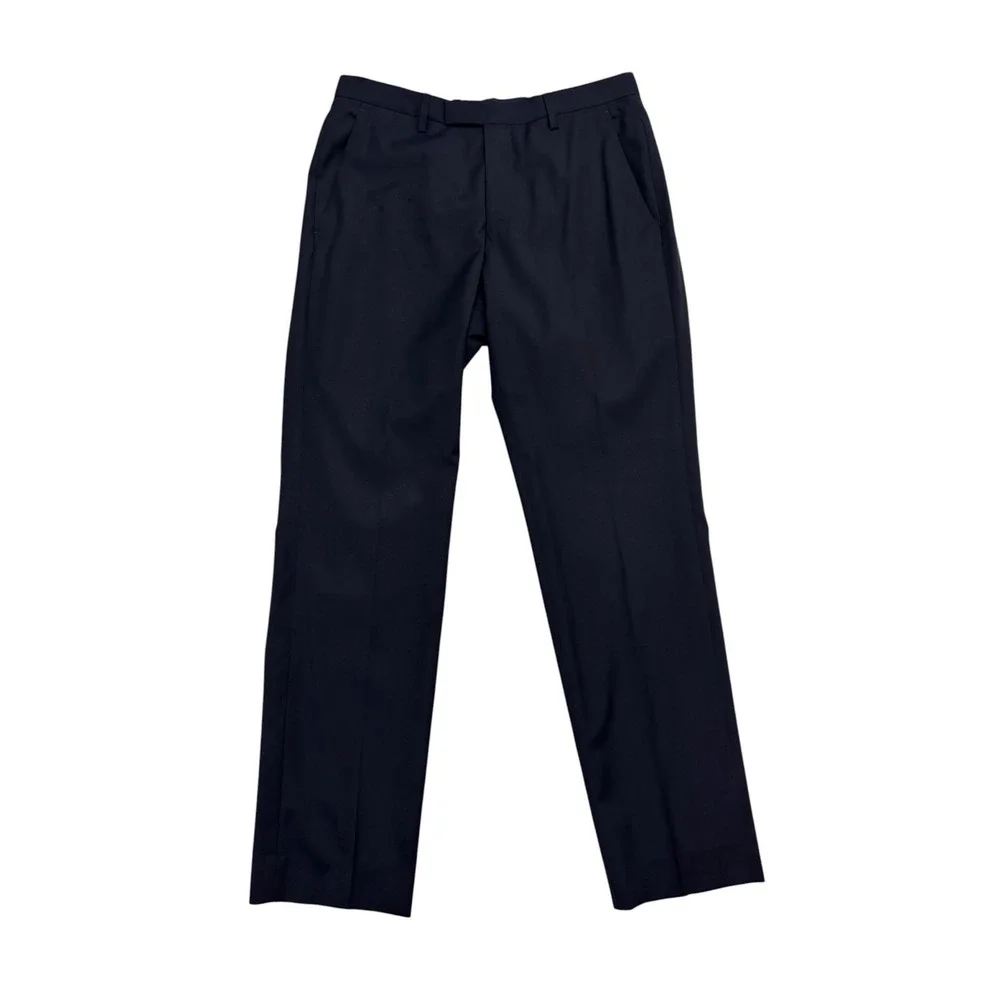 Hugo Boss 36R 31x30 Navy Blue 2pc Pant Suit The James3/Sharp5 Wool Flat Front